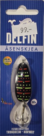 Fiskesluk - Delfin Åsenskjea - 12g - Svart/Rød/Grønn