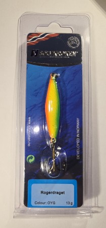 Fiskesluk - Sølvkroken Rogerdraget - 13g - Gul/Grønn/Oransje