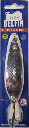 Fiskesluk - Delfin Kulpkrokodill - 19g - Sølv