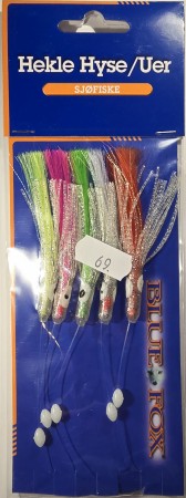 Hekle - Blue Fox Hyse/Uer - 0,50mm/126cm - 1/0 - Sølv/Limegrønn/Rosa/Grønn/Hvit/Rød