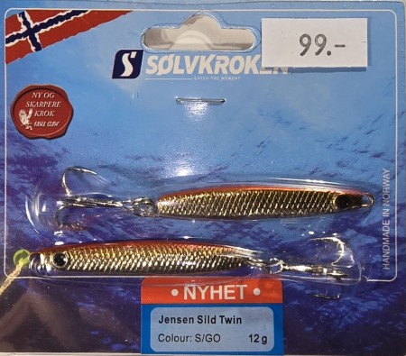 Fiskesluk - Sølvkroken Jensen Sild Twin - 12g - Sølv/Gull