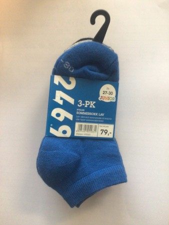 Hvaler - Lav sommersokk - Str 27-30 - Blå/Grå/Svart